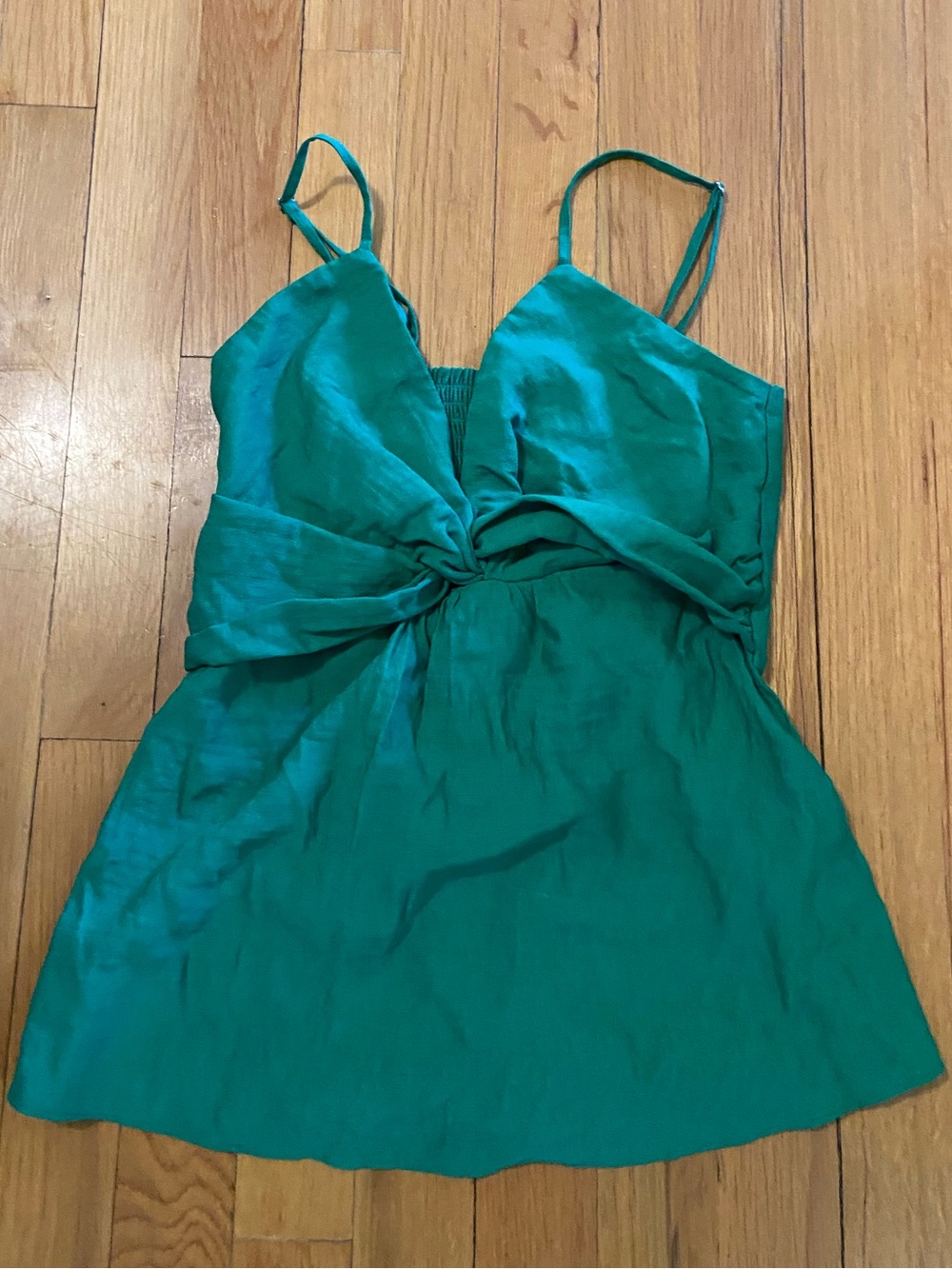 Banana Republic Emerald Green Satin Twist-Front Tank Top